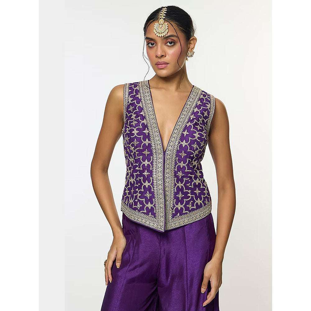 Gopi Vaid Purple Maheen Vest with Pant