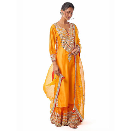Gopi Vaid Yellow Ruby Kurta with Sharara and Dupatta