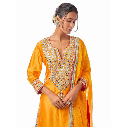 Gopi Vaid Yellow Ruby Kurta with Sharara and Dupatta