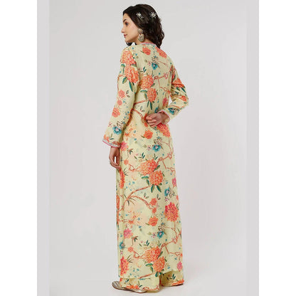 Gopi Vaid Yellow Kamli Panel Pant with Blouse and Cape