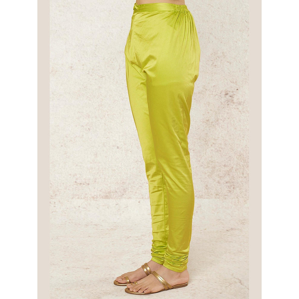 Gopi Vaid Green Suhana Ag Top with Tiered Churidar and Dupatta
