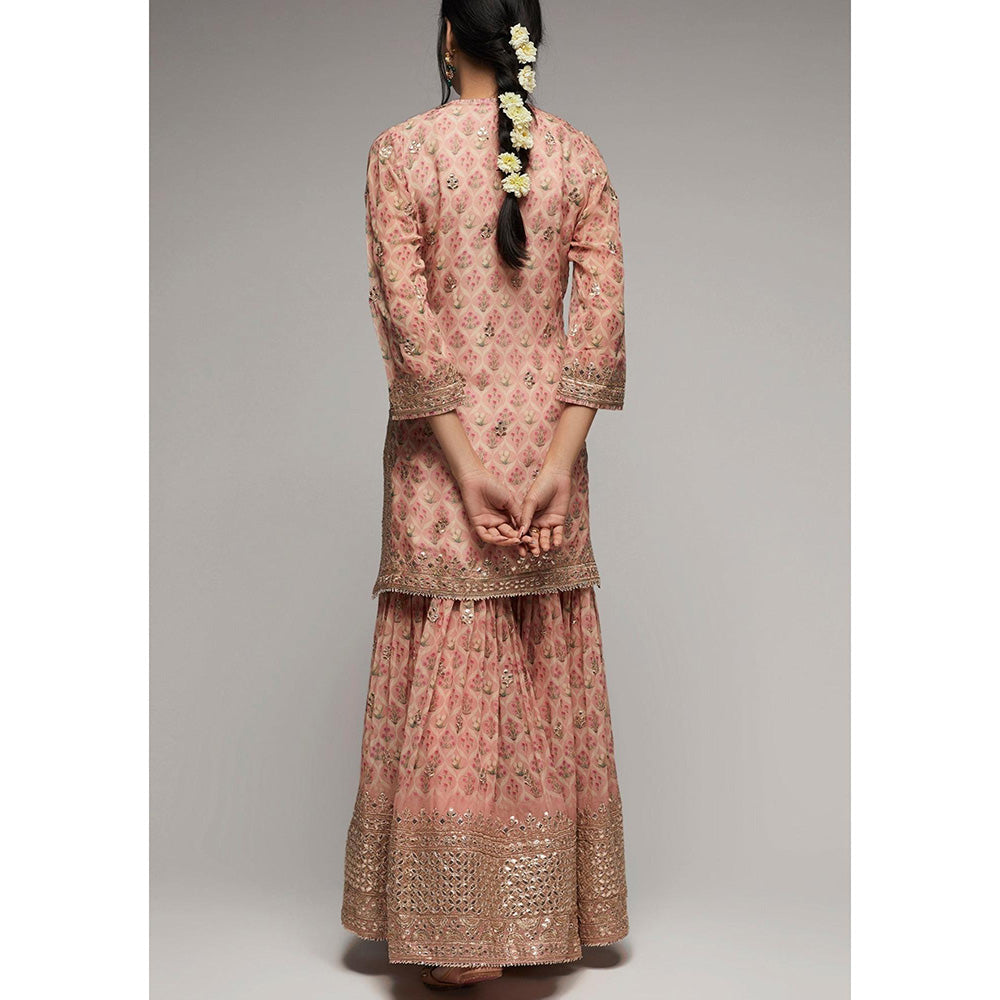Gopi Vaid Pink Nusrat Kurta with Sharara and Dupatta