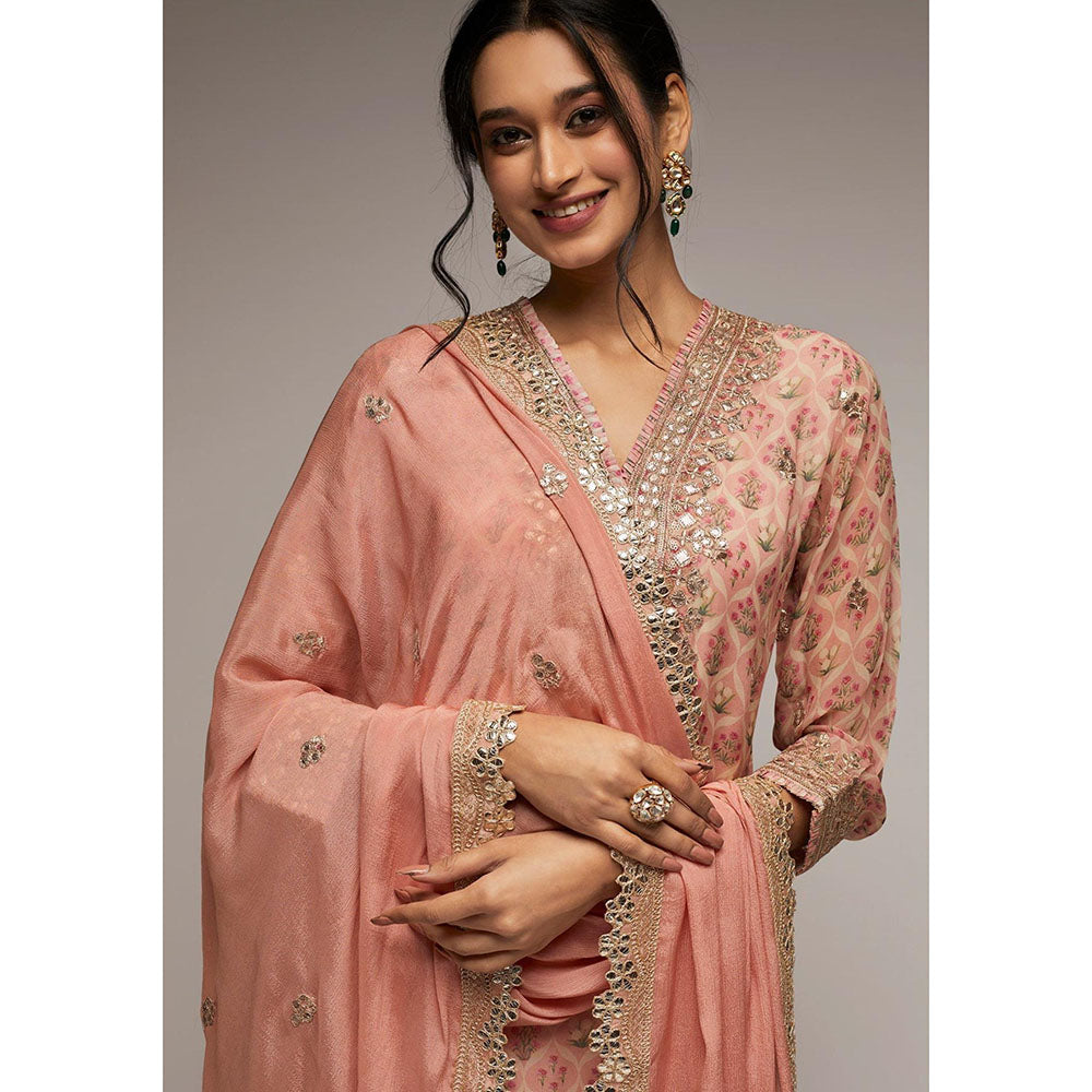 Gopi Vaid Pink Nusrat Kurta with Sharara and Dupatta