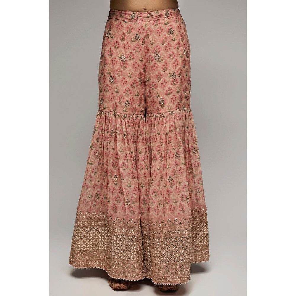 Gopi Vaid Pink Nusrat Kurta with Sharara and Dupatta