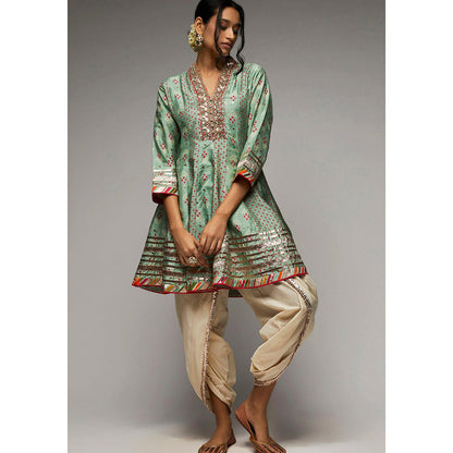 Gopi Vaid Ivory Tara Jacket Style Tunic with Palazzo