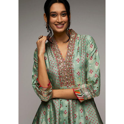 Gopi Vaid Ivory Tara Jacket Style Tunic with Palazzo