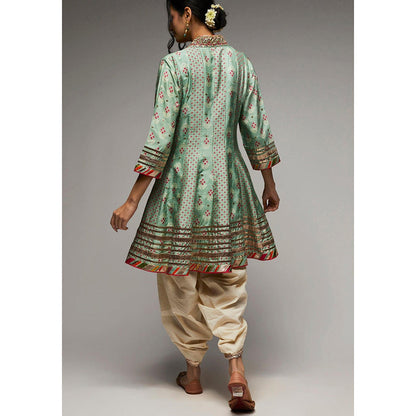 Gopi Vaid Ivory Tara Jacket Style Tunic with Palazzo