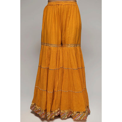 Gopi Vaid Mustard Pritika Kurta with Sharara and Dupatta