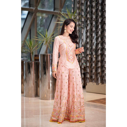 Gopi Vaid Pink Saachi Top with Palazzo