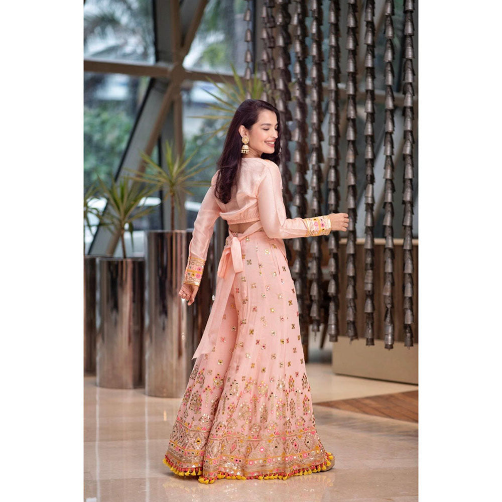 Gopi Vaid Pink Saachi Top with Palazzo