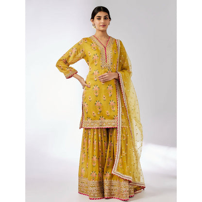 Gopi Vaid Mustard Sadhna Kurta with Sharara and Dupatta