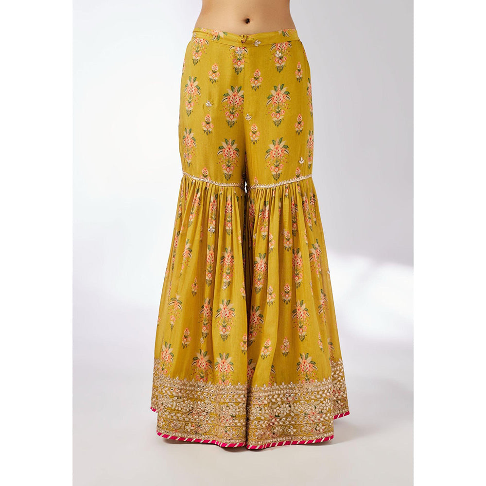 Gopi Vaid Mustard Sadhna Kurta with Sharara and Dupatta