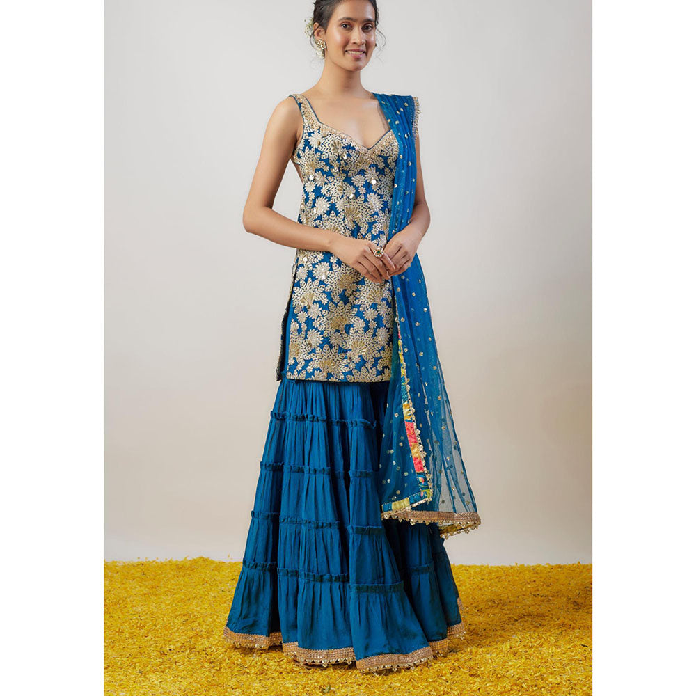Gopi Vaid Blue Gita Kurta with Sharara and Dupatta