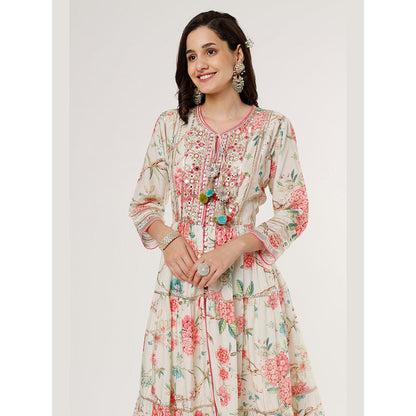Gopi Vaid Ivory Madhu Tiered Ag Kurta with Palazzo