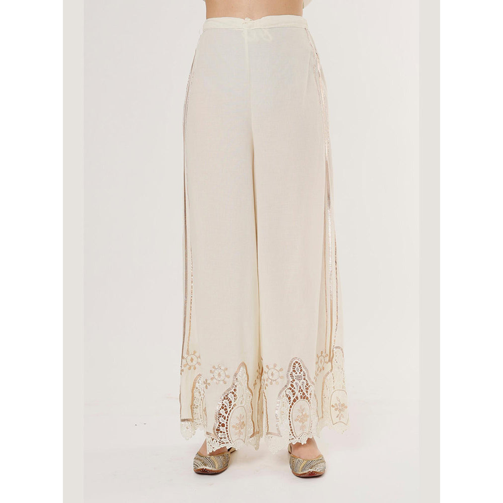 Gopi Vaid Ivory Madhu Tiered Ag Kurta with Palazzo