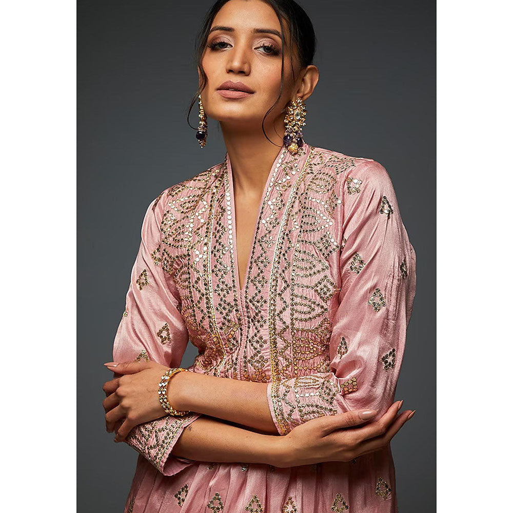 Gopi Vaid Pink Kiara Short Peplum with Dhoti