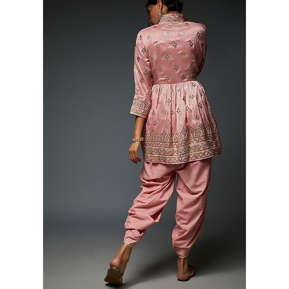 Gopi Vaid Pink Kiara Short Peplum with Dhoti