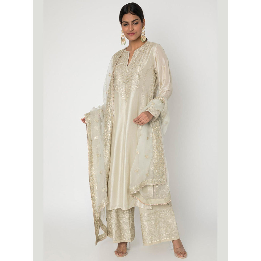 Gopi Vaid Beige Rati Kurta with Palazzo with Dupatta