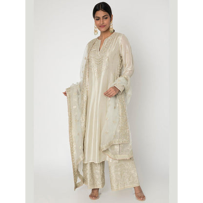 Gopi Vaid Beige Rati Kurta with Palazzo with Dupatta