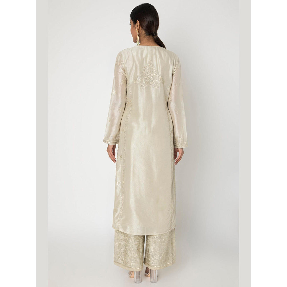 Gopi Vaid Beige Rati Kurta with Palazzo with Dupatta