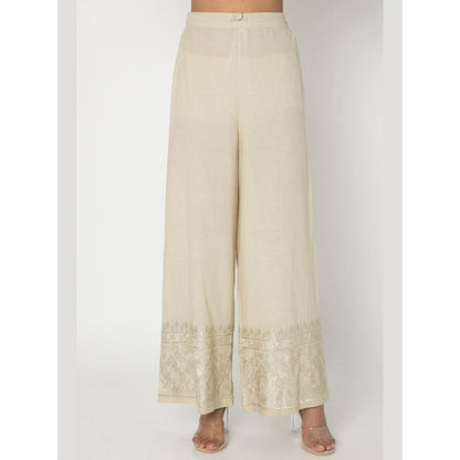Gopi Vaid Beige Rati Kurta with Palazzo with Dupatta