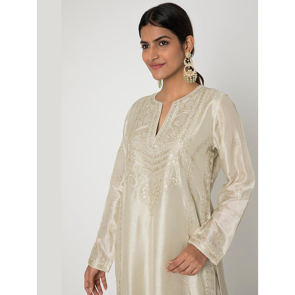 Gopi Vaid Beige Rati Kurta with Palazzo with Dupatta