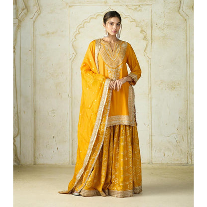 Gopi Vaid Mustard Ameena Kurta with Sharara and Dupatta