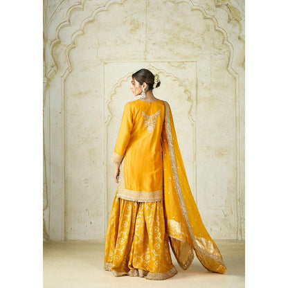Gopi Vaid Mustard Ameena Kurta with Sharara and Dupatta