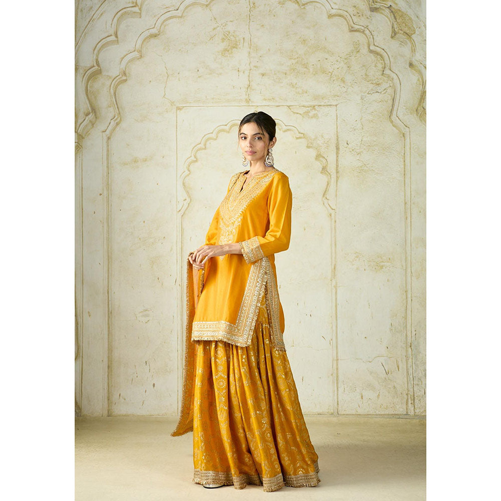Gopi Vaid Mustard Ameena Kurta with Sharara and Dupatta