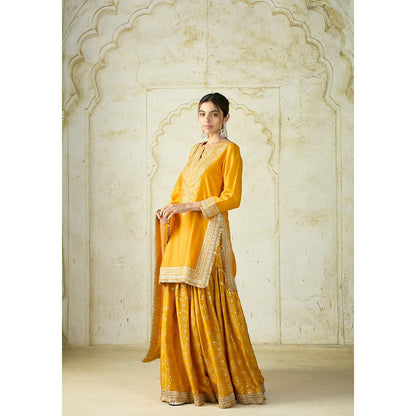 Gopi Vaid Mustard Ameena Kurta with Sharara and Dupatta
