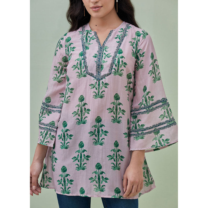 GRASS & SUNSHINE Cotton Silk Embroidered Tunic