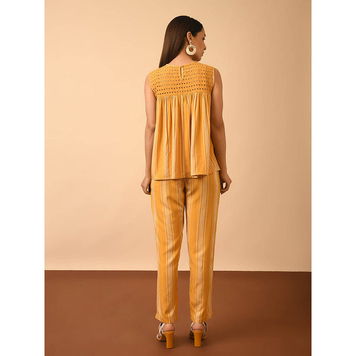GRASS & SUNSHINE Mustard Stripe Top with Pant (Set of 2)