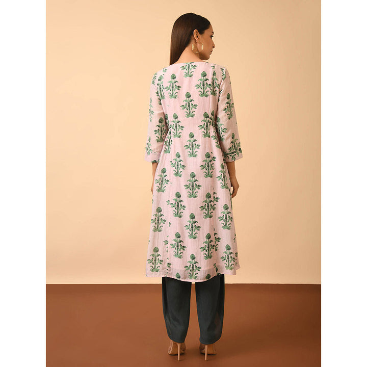 GRASS & SUNSHINE Cotton Silk Printed Kurta with Modal Dhoti Pant (Set of 2)