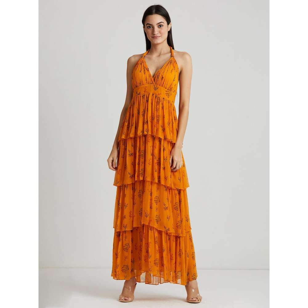 GUAPA Pinar Layered Halter Maxi Dress