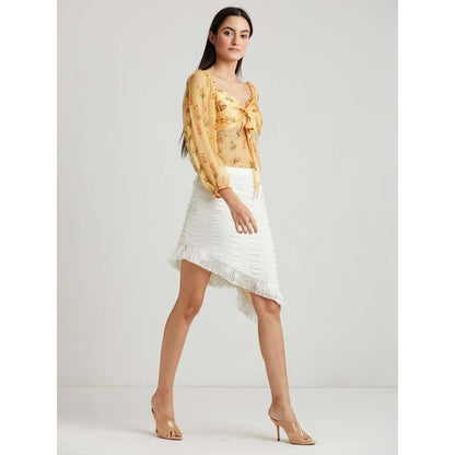 GUAPA Sila Front Knot Sweetheart Blouse