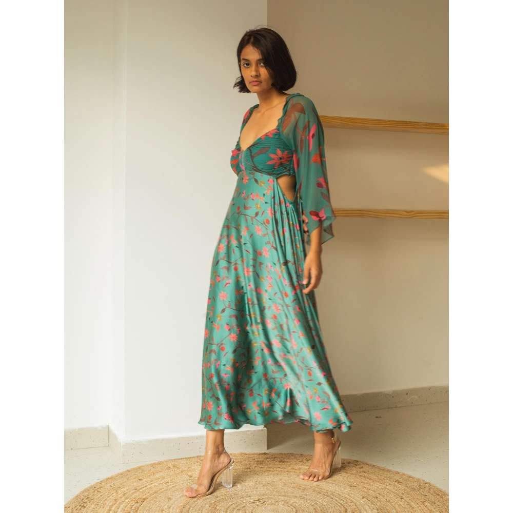 GUAPA Orman Sweetheart Cut Out Midi Dress