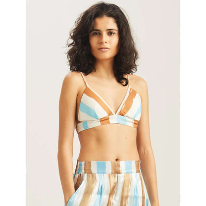 GUAPA Dilara Striped Bustier, Shirt & Pant (Set of 3)