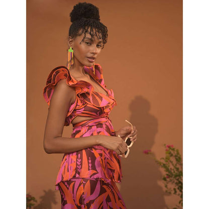 GUAPA Jasmine Modal Multi-Color Printed Crop Top