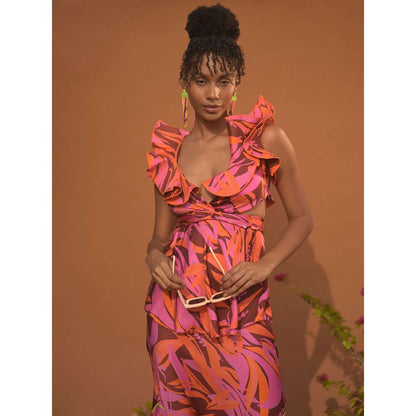 GUAPA Jasmine Modal Multi-Color Printed Crop Top