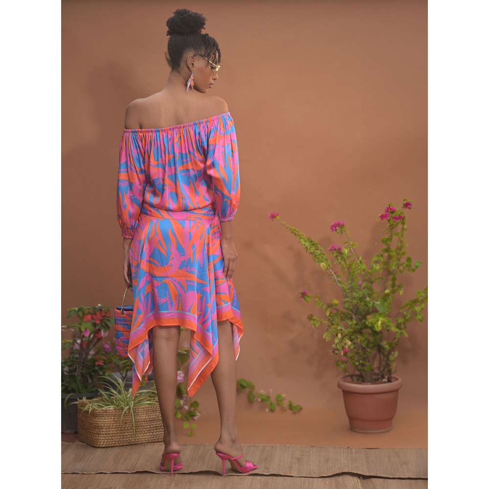 GUAPA Nora Linen Multi-Color Printed Knee Length Dress