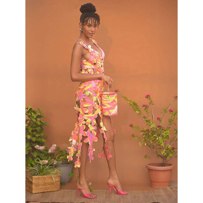 GUAPA Malibu Cotton Multi-Color Floral Midi Dress