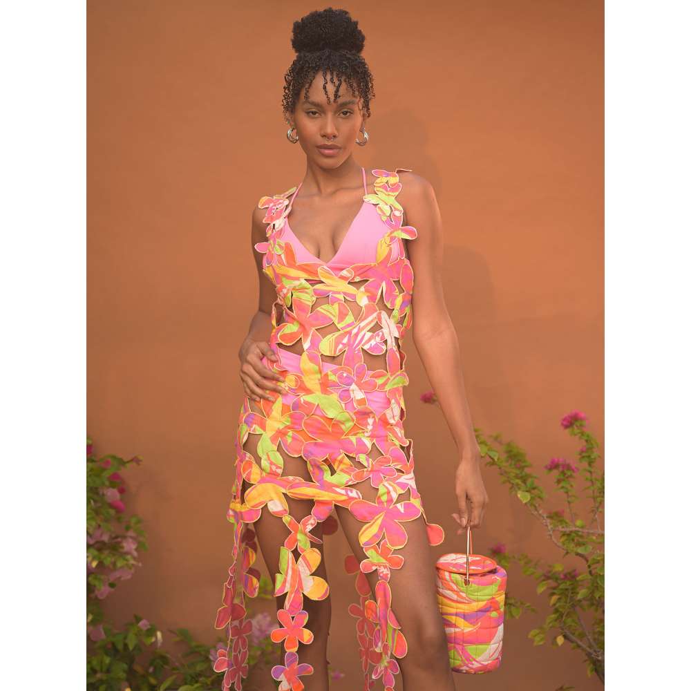 GUAPA Malibu Cotton Multi-Color Floral Midi Dress