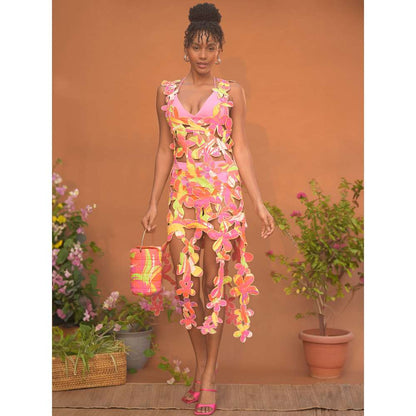 GUAPA Malibu Cotton Multi-Color Floral Midi Dress