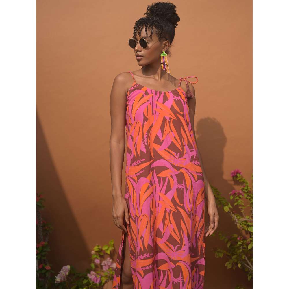 GUAPA Jasmine Cotton Multi-Color Printed Midi Dress