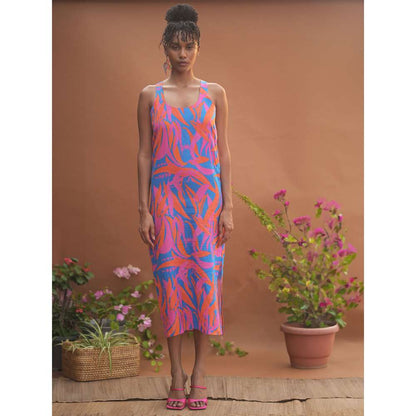 GUAPA Leila Linen Multi-Color Printed Midi Dress