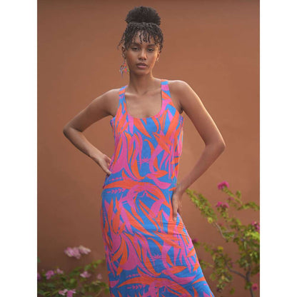 GUAPA Leila Linen Multi-Color Printed Midi Dress