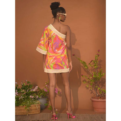 GUAPA Malibu Linen Multi-Color Printed Mini Dress