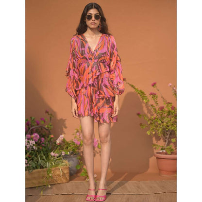 GUAPA Jasmine Georgette Multi-Color Shimmer Mini Dress