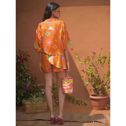 GUAPA Nora Modal Orange Printed Shirt