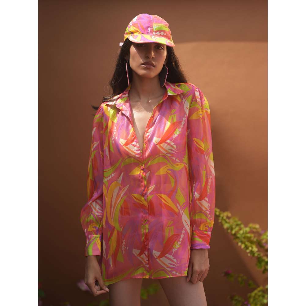 GUAPA Malibu Organza Multi-Color Printed Shirt